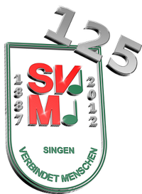 Jubiläumswappen der SVM zum 125-jährigen Bestehen 1887–2012 mit dem Motto „Singen verbindet Menschen“
